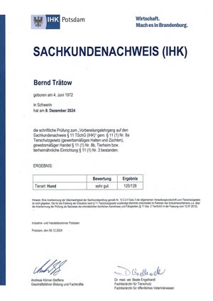 Sachkundenachweis § 11 Tierschutzgesetz